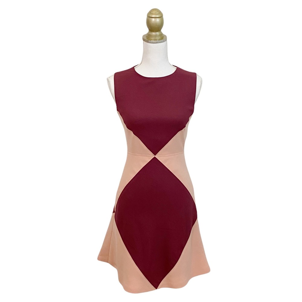NWT Raoul Diamond Colorblocked Dress - Burgundy / Blush - 4